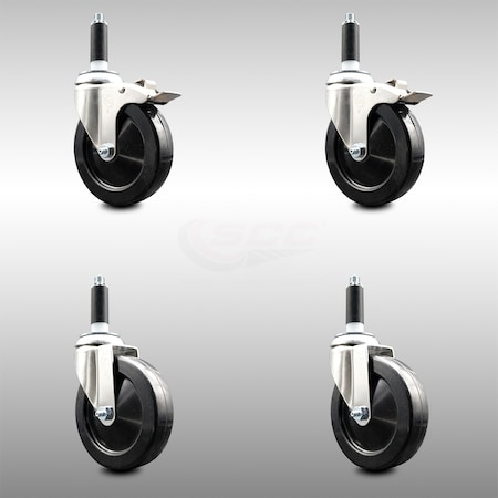 Service Caster 5 Inch 316SS Soft Rubber Swivel 7/8 Inch Stem Caster Lock Brake SCC, 2PK SCC-SS316TTLEX20S514-SRS-2-S-2-78